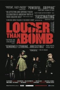 DVD cover of Louder Than a Bomb shows four individuals standing in front of microphones