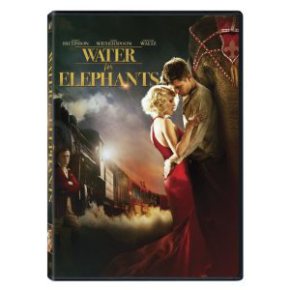 DVD cover of Water for Elephants shows the male and female lead actors embracing against a circus backdrop
