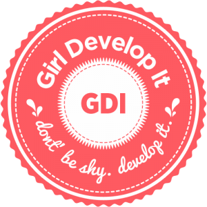 Peach logo says, "Girl Develop It. don't be shy. develop it."