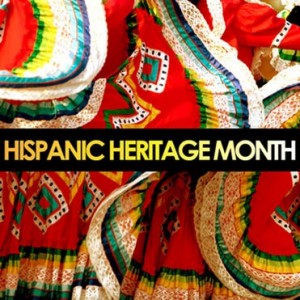 Hispanic Heritage Month graphic image of colorful dresses