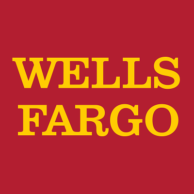wells fargo logo in yellow text with red background
