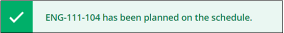 A confirmation notification screenshot. A green notification will appear in the top right to let you know you have successfully added the section to your plan.