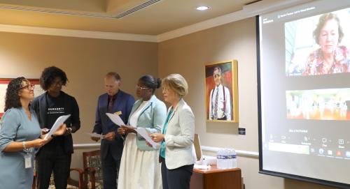Board of Trustees members who were sworn in at the August meeting.