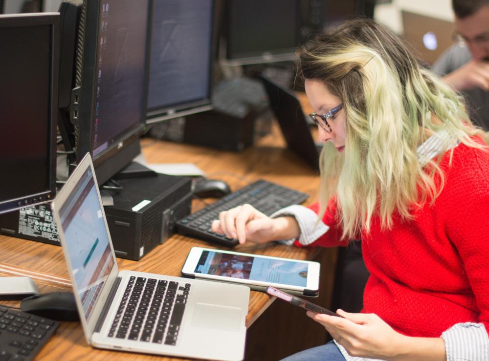 female IT student on tablet 