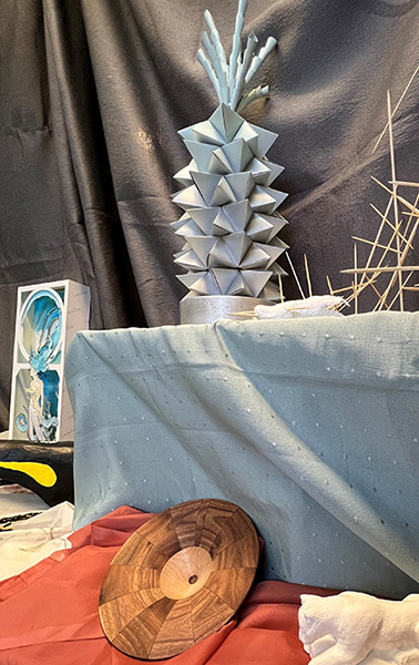 student art displayed in a showcase