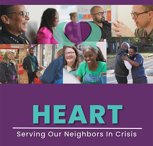 Collage of photos of people from the video with Heart - Serving our neighbors in crisis