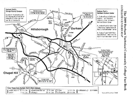 black and white street map of the Durham and Hillsborough region