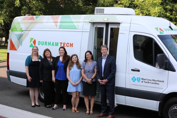Blue Cross Blue Shield and Durham Tech officials with the Community Health Lab.