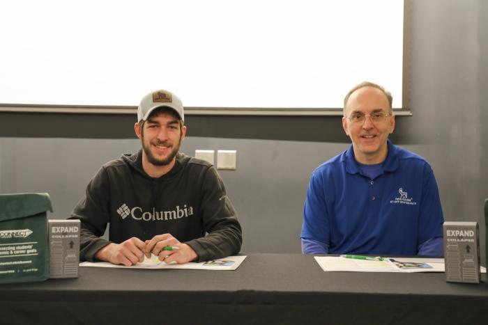 Paul Weinhold and Cooper McKinnon at their apprenticeship signing ceremony with Novo Nordisk.