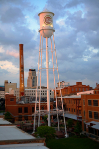 Evening photo overlooking the Durham downtown area.