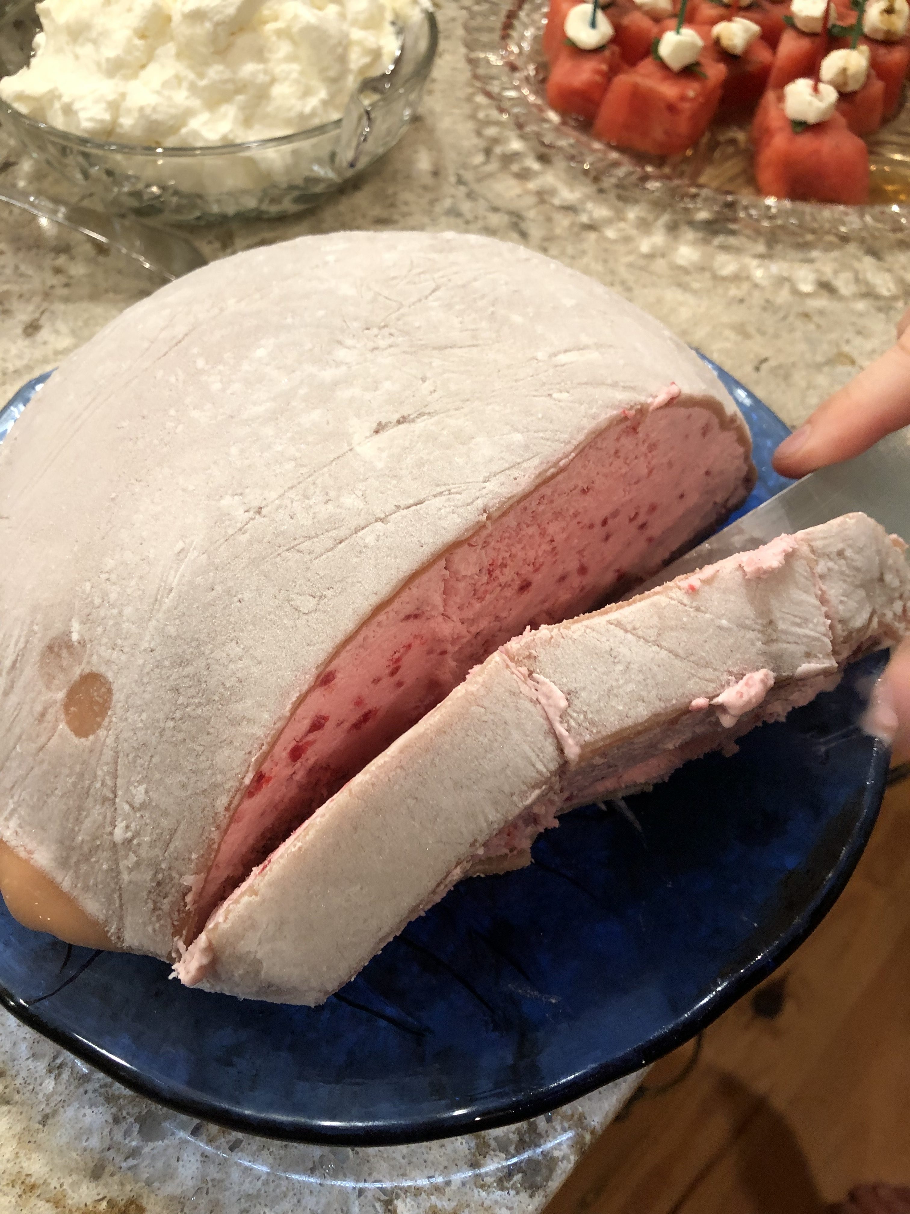 Round giant mochi ice cream cake.