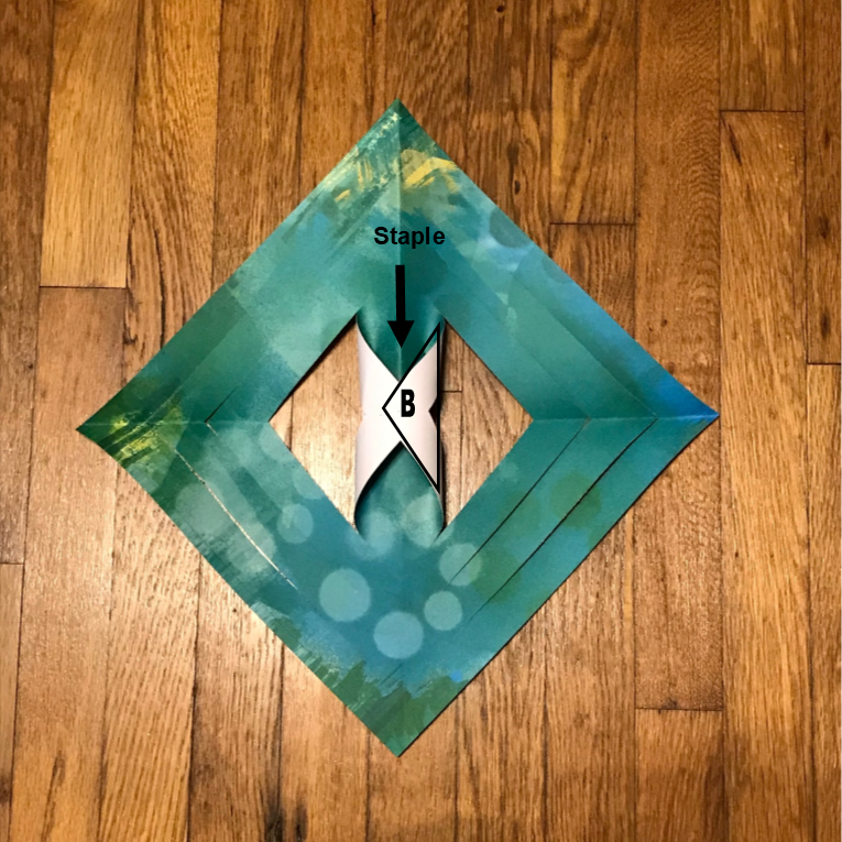 Turning over and joining the next two cuts to make another loop