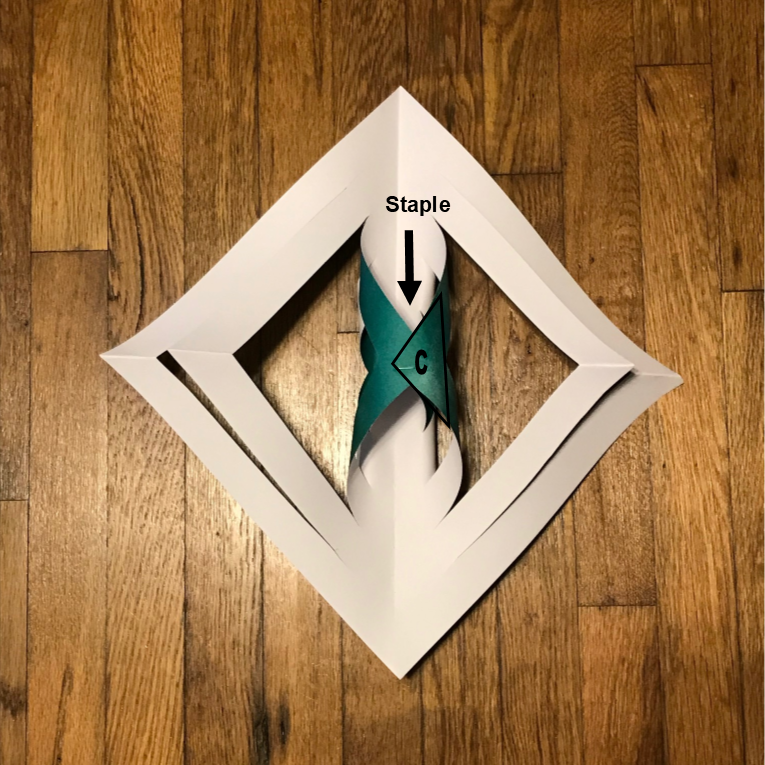 Turning over and joining the next two cuts to make another loop