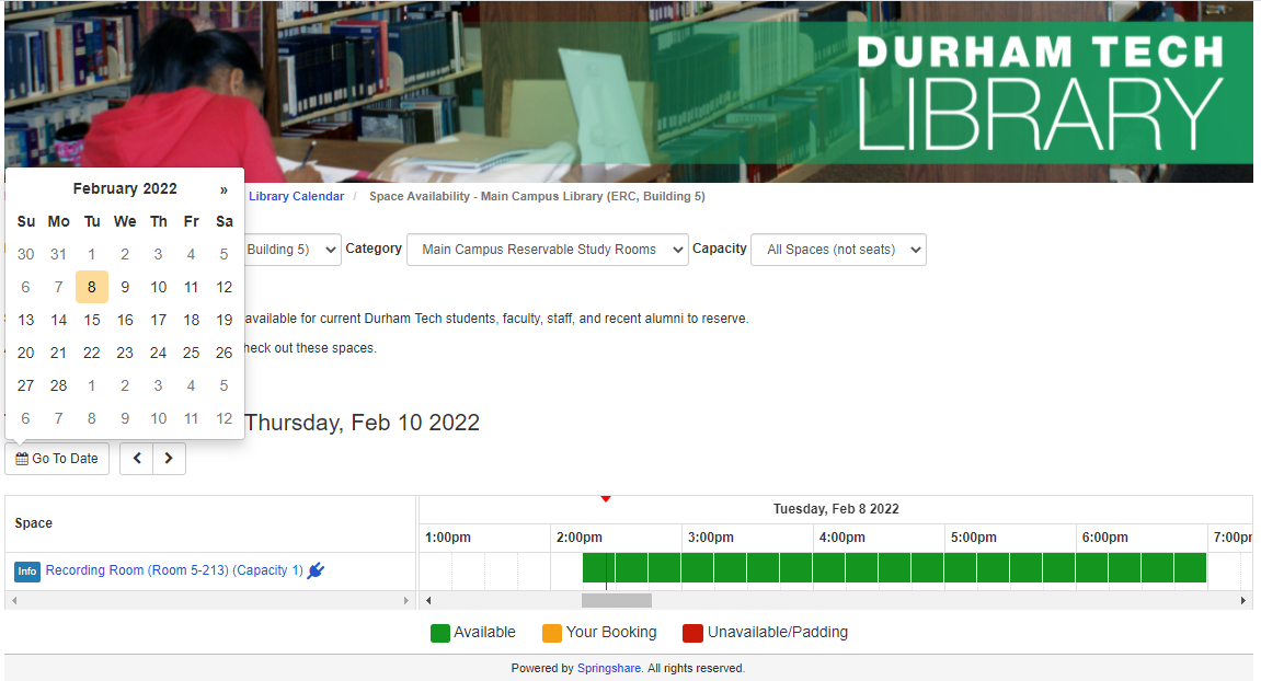 Screenshot of Reservation System