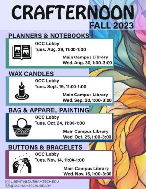 Fall 2023 Crafternoon Schedule