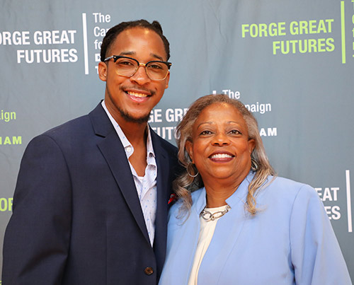 Scholarship recipient poses with Foundation board member