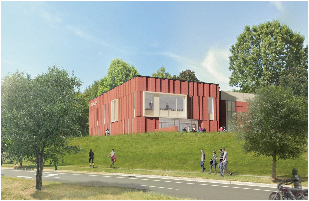 Rendered side view of the addition to Orange County Campus building