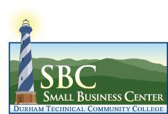 Small Business Center logo with a lighthouse and Durham Technical Community College