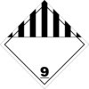 black and white striped triangle sign with the number 9