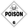 white triangle sign with skull and crossbones and Poison text and the number 6