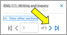 Only six sections of the course are displayed at a time.  There are 5 screens of ENG-111 sections shown below. Click on the right arrow (>) to scroll through the many sections of the course to find the open sections.