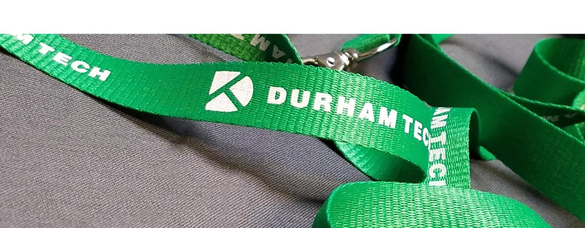 lanyard with Durham Tech printed on it