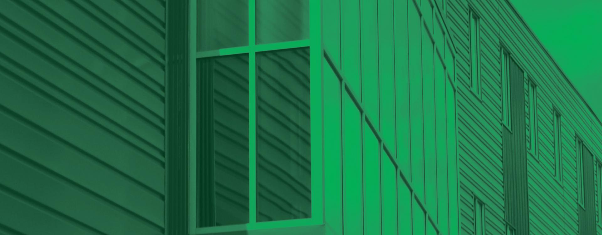green overlay of a picture of a building