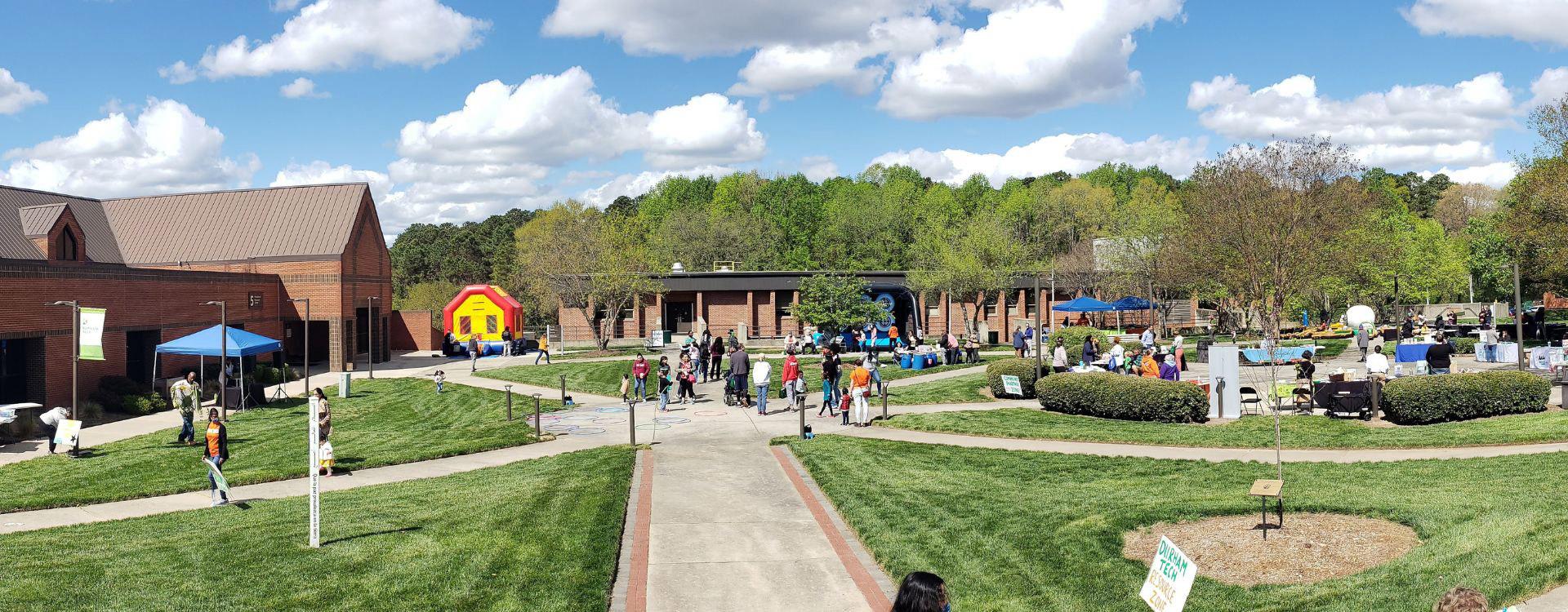 wide angle view of the center of main campus during a student welcome event
