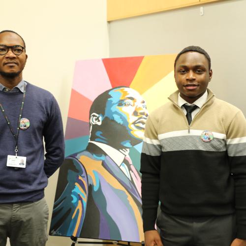 MLK Celebration essay winners Cyrus Tareh and Tayo Leshaodo