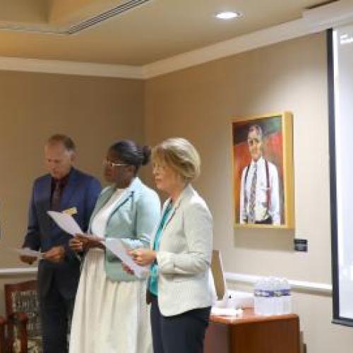 Board of Trustees members who were sworn in at the August meeting.