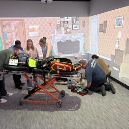 Students in the immersive room