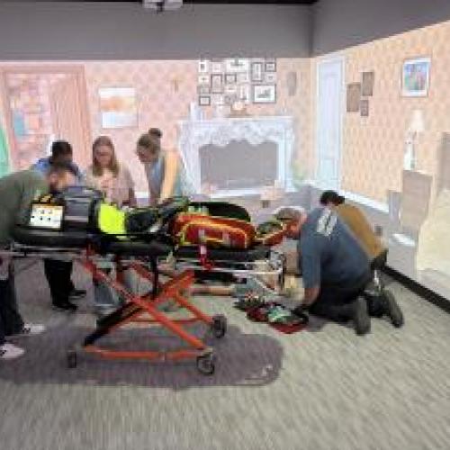 Students in immersive room