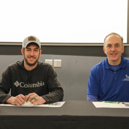 Paul Weinhold and Cooper McKinnon at their apprenticeship signing ceremony with Novo Nordisk.