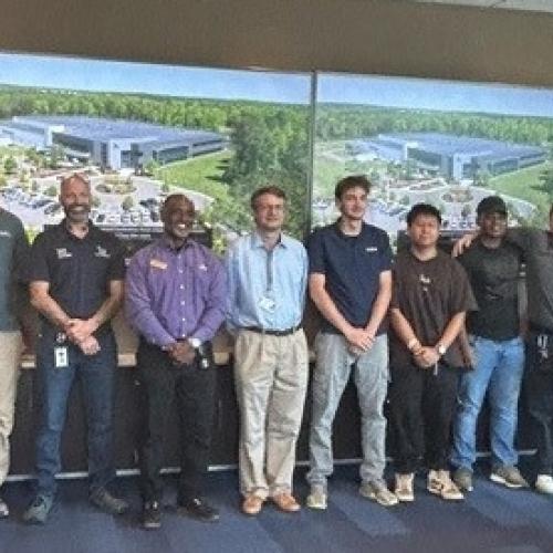 Moats and students on Novo Nordisk tour