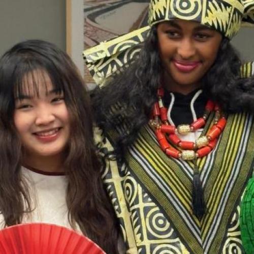 Students at "We are the World" event