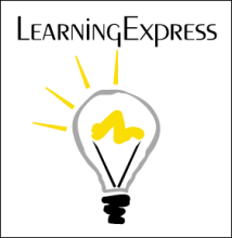 Image of a lightbulb that is on with the text "Learning Express"