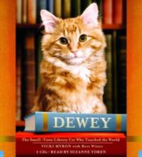 Dewey the Cat sits above two books.