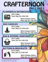 Fall 2023 Crafternoon Schedule: Main and OCC