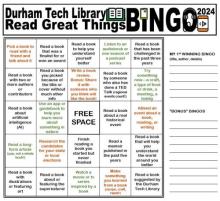 Durham Tech Library Read Great Things 2024 BINGO