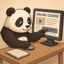 image of a panda looking at online courses