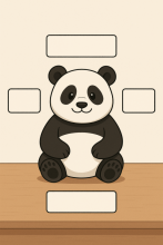 Panda bear with blank labels surrounding it