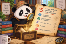 Panda dressed like an explorer with a scroll 